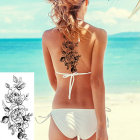 Large peony flower temporary tattoo design