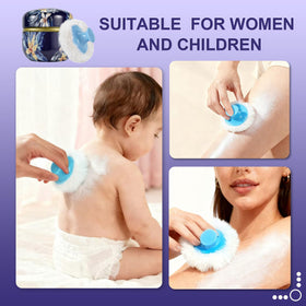 Large powder puff with handle for easy application