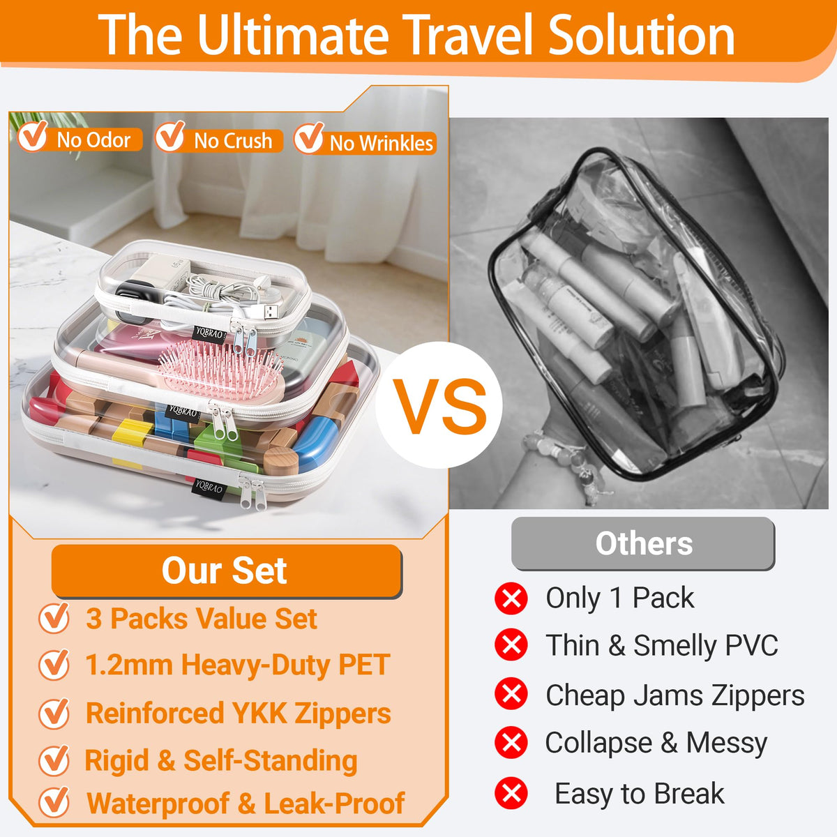 Large YQBRAO organizer case front view with toiletries