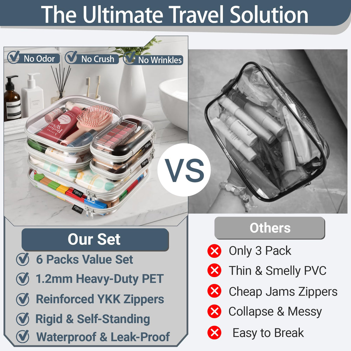 Large YQBRAO zipper pouch with travel toiletries