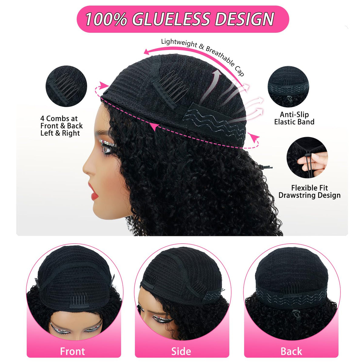 Larhali Burmese Curly Half Wig 20 inch packaging