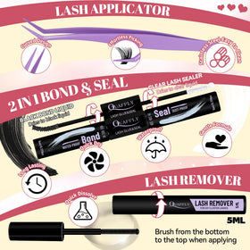 Lash extension kit displayed on a vanity table