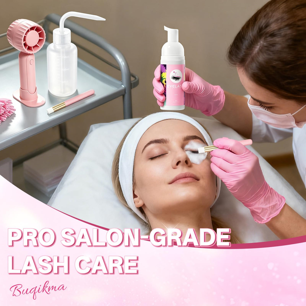 Lash fan dryer in action drying eyelash extensions