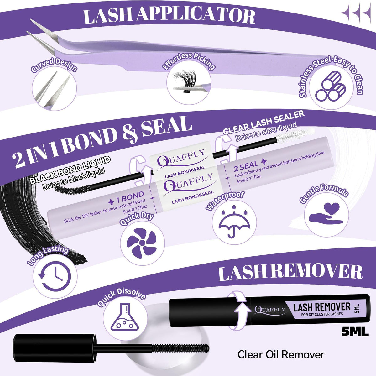 Lash remover from QUAFFLY Lash Clusters Kit