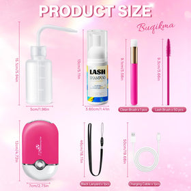 Lash shampoo foam application on cleansing brush