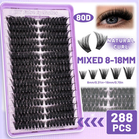 Lashes arranged in a gradient from 8mm to 18mm