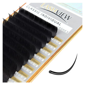 LASHVIEW 0.20 Thickness C Curl 9mm Silk Eyelash Extensions front view