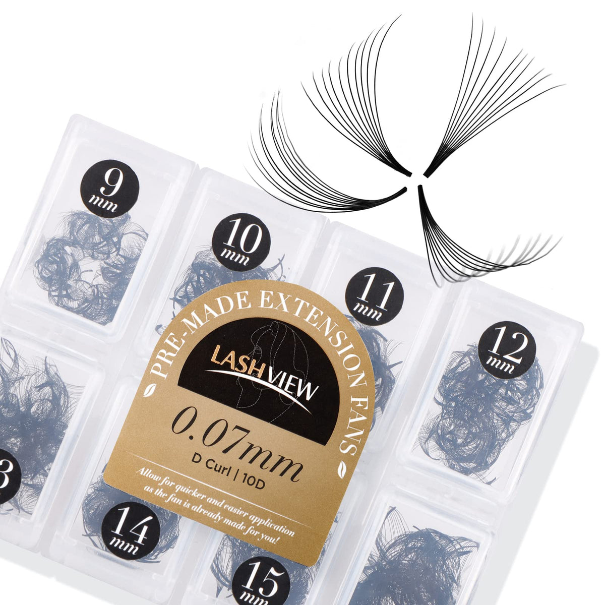 LASHVIEW 1000 premade volume eyelash extensions mixed tray front view