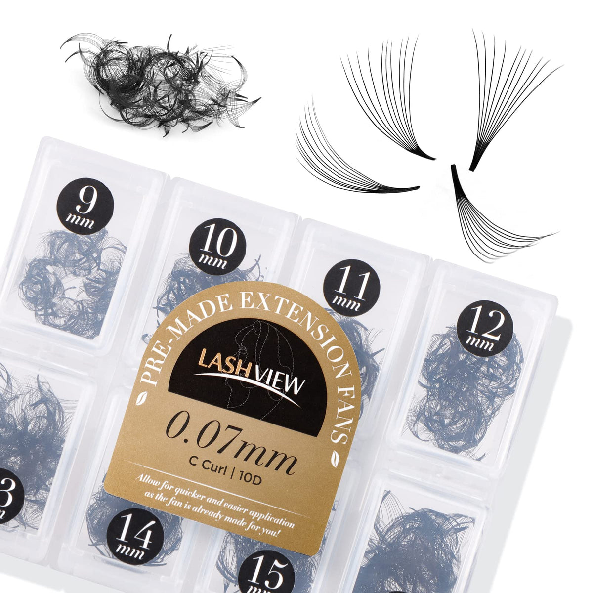 LASHVIEW 1000 Premade Volume Eyelash Extensions Mixed Tray front view