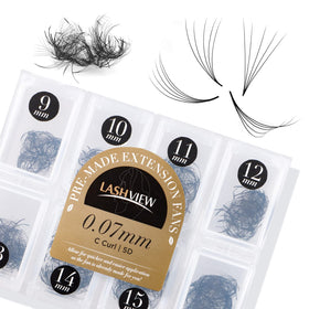 LASHVIEW 1000 premade volume fans box with mixed lengths 9-16mm