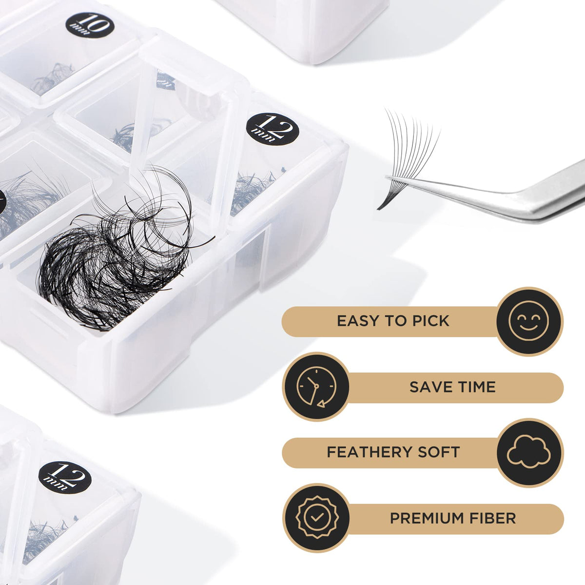 LASHVIEW 1000 premade volume fans with pointed handmade thin base