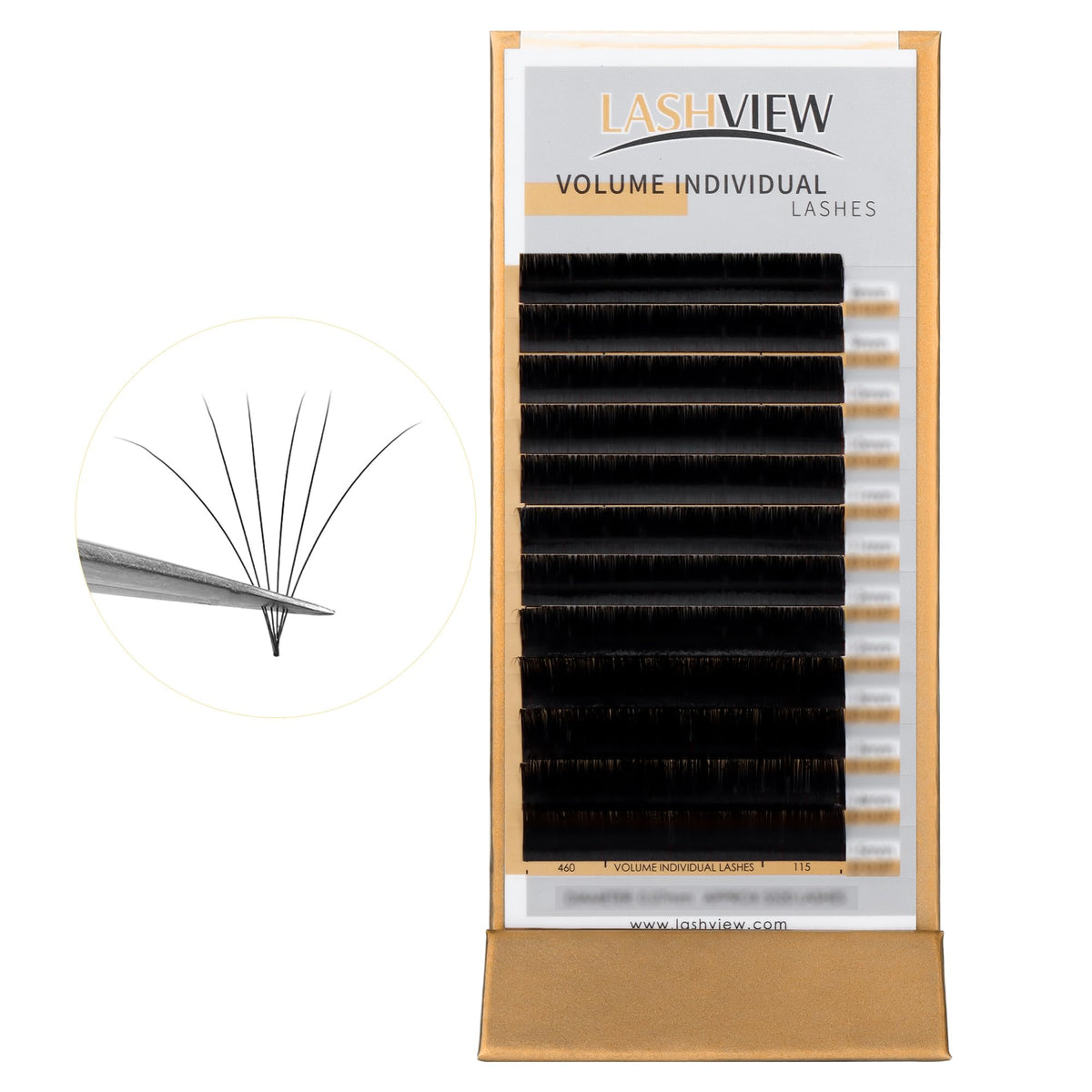 LASHVIEW D Curl eyelash extensions mixed tray front view