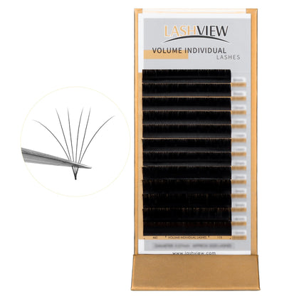 LASHVIEW D Curl eyelash extensions mixed tray front view