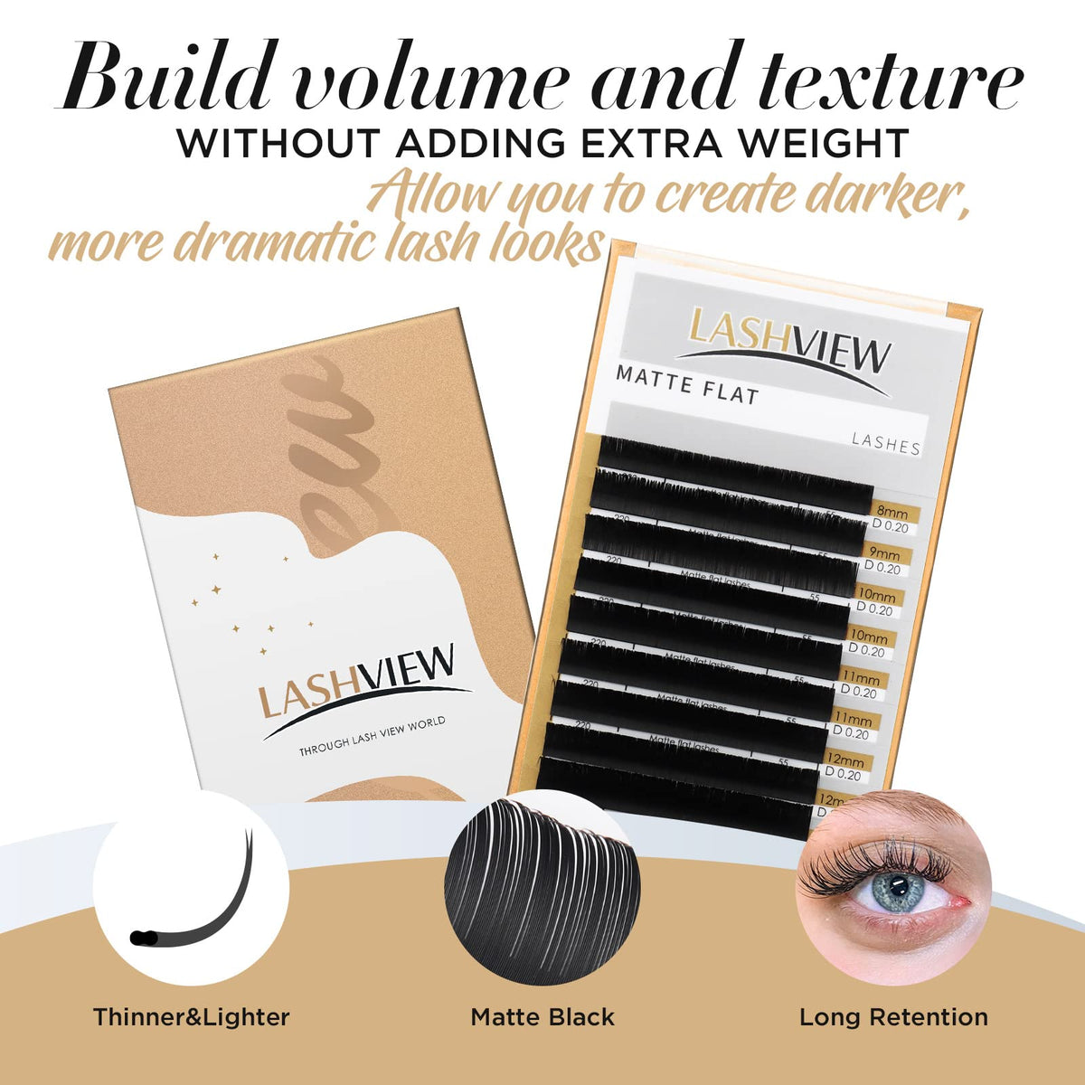 LASHVIEW Eyelash Extensions on a model showcasing the eyeliner effect