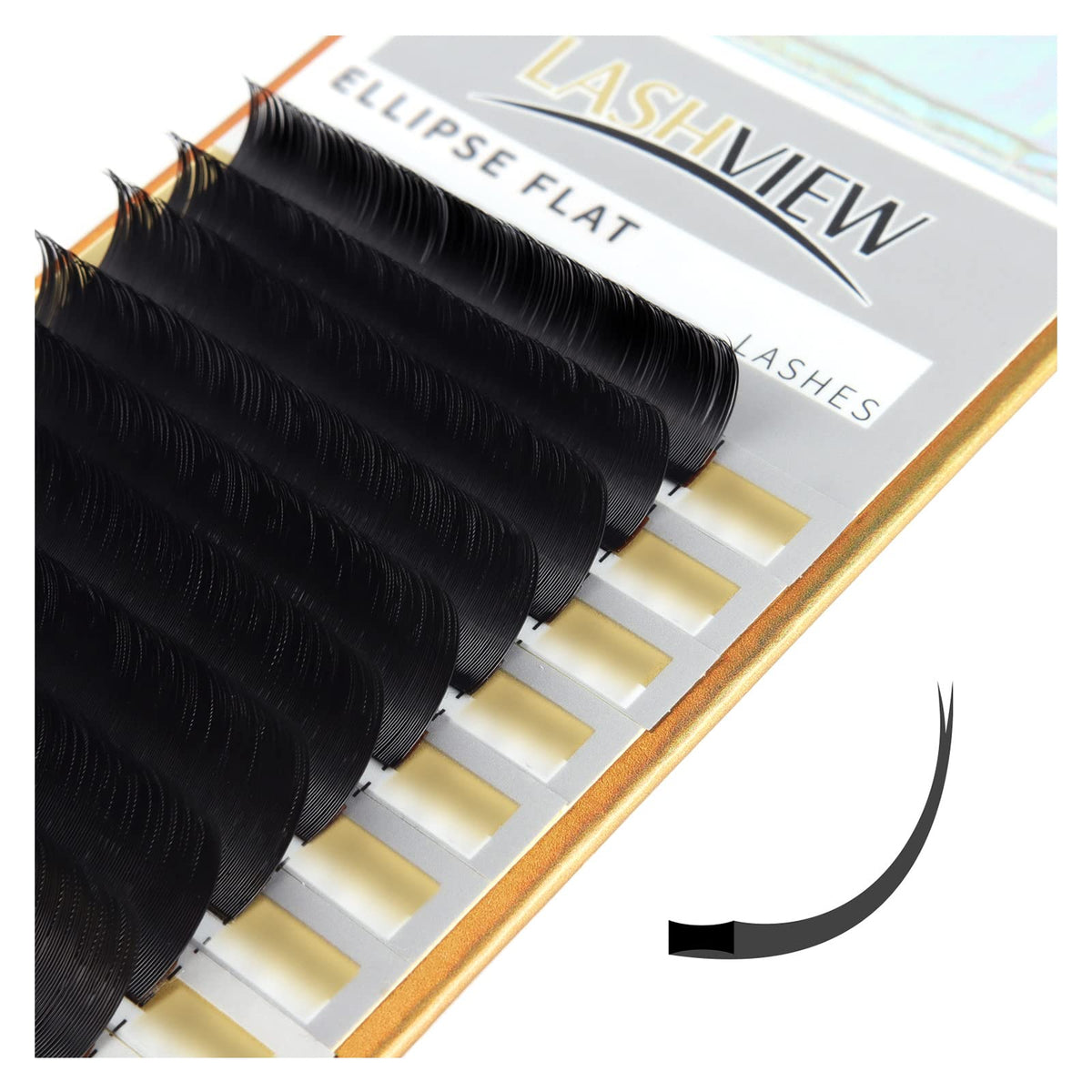 LASHVIEW Flat Eyelash Extensions 0.15mm D Curl 11mm front view