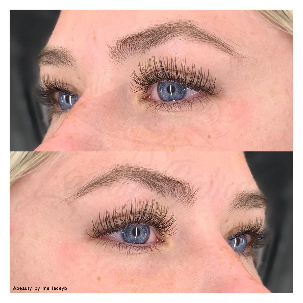 LASHVIEW Flat Eyelash Extensions applied on model
