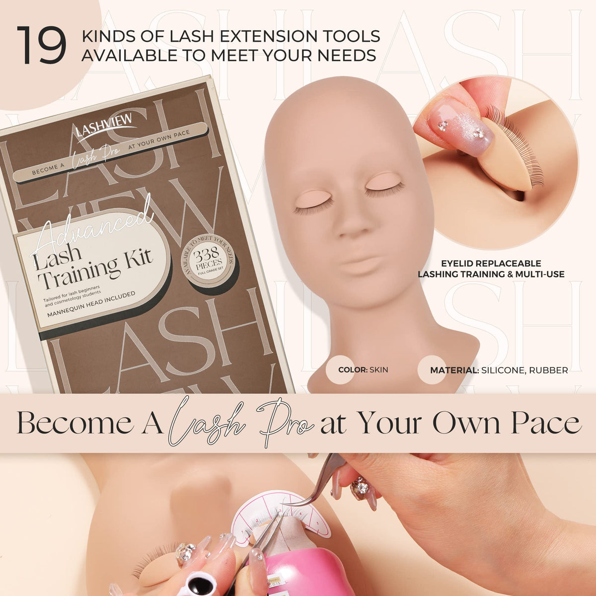 LASHVIEW lash extension tools including tweezers and glue