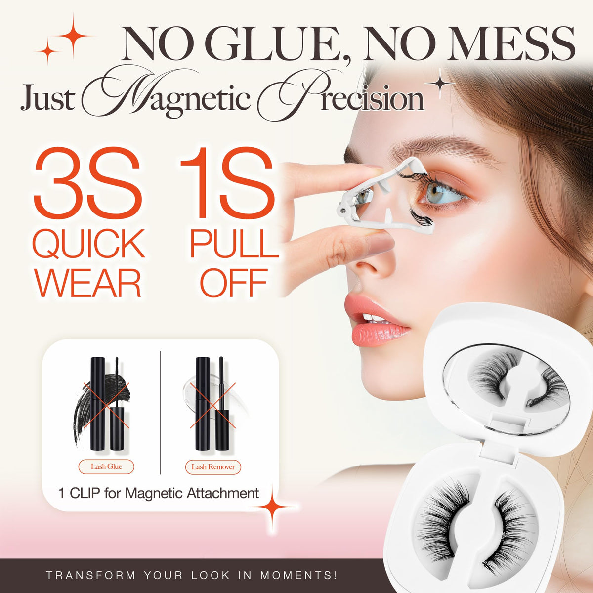 LASHVIEW Magnetic Eyelashes A02 in use during makeup application