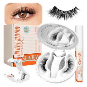 LASHVIEW Magnetic Eyelashes front view with applicator