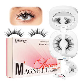 LASHVIEW Magnetic Eyelashes front view with applicator