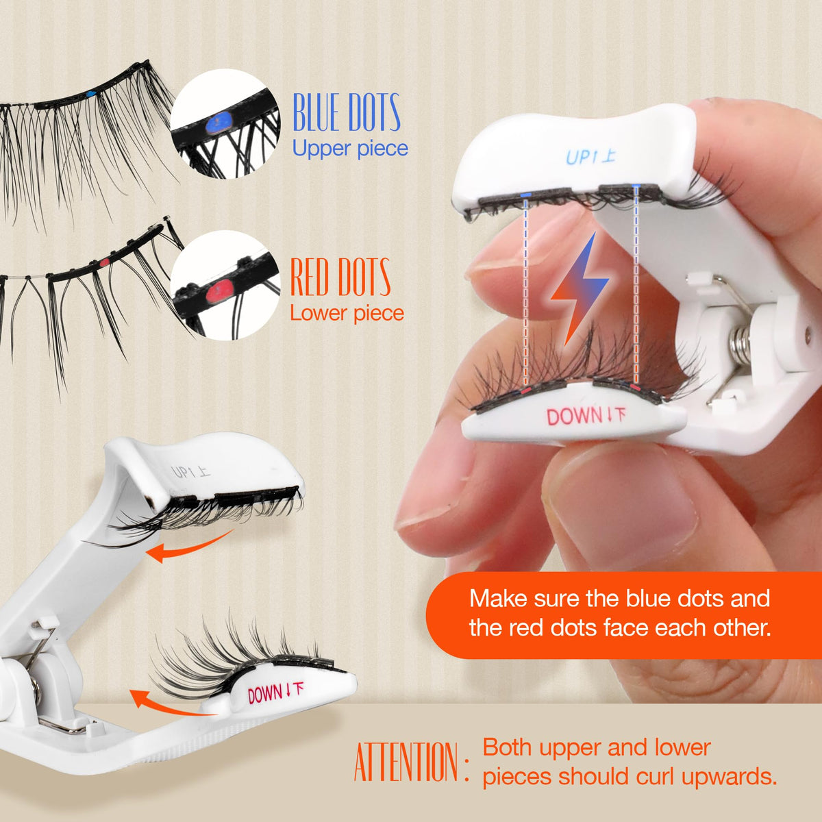 LASHVIEW Magnetic Eyelashes in hand for size comparison