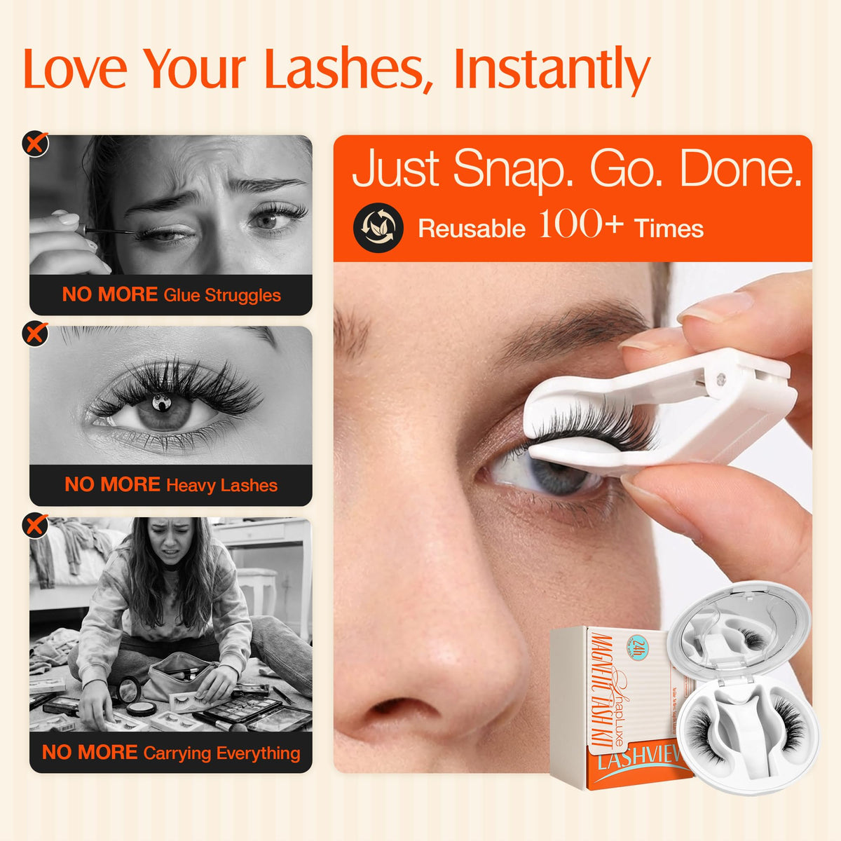 LASHVIEW Magnetic Eyelashes on model showcasing natural look