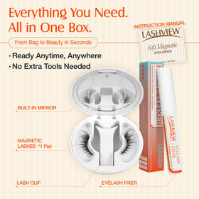 LASHVIEW Magnetic Eyelashes with applicator and mirror