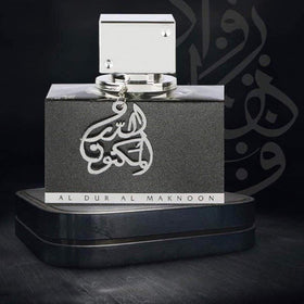 Lattafa Al Dur Al Maknoon Silver Eau de Parfum bottle close-up