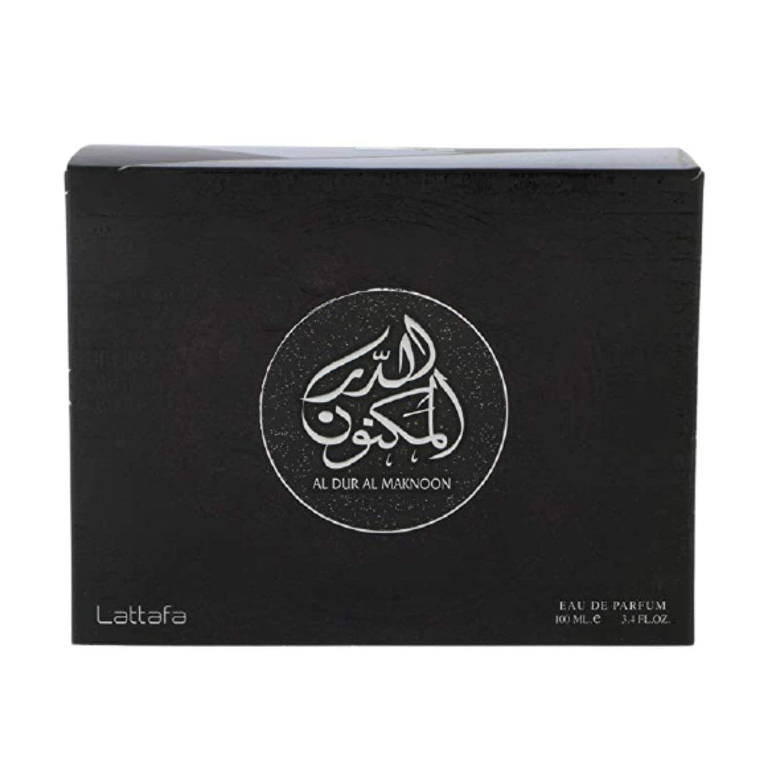 Lattafa Al Dur Al Maknoon Silver Eau de Parfum bottle side view