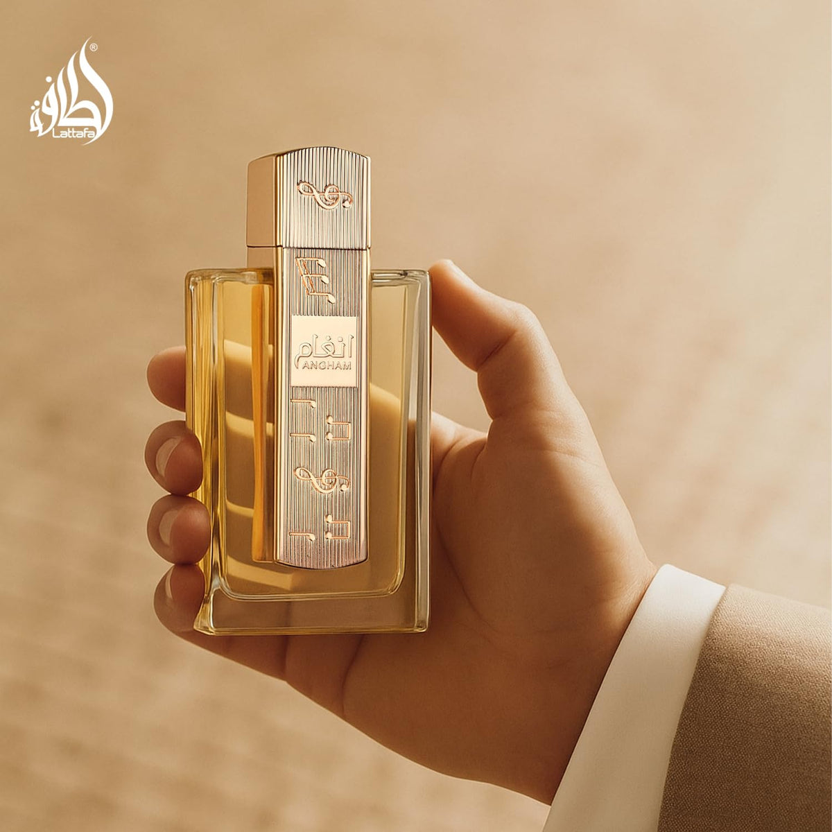 Lattafa Angham Eau de Parfum close-up of bottle
