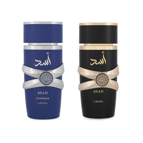 Lattafa Asad 5th Anniversary Edition Eau de Parfum Gift Set front view with packaging