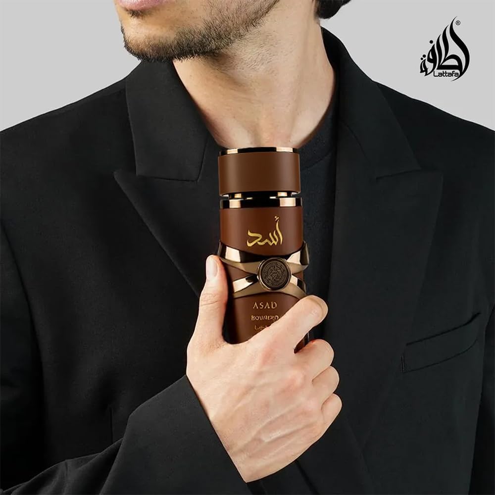 Lattafa Asad Bourbon Eau de Parfum Spray 100ml with accessories