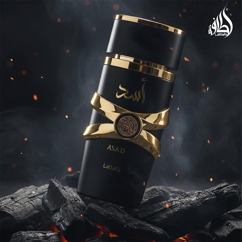 Lattafa Asad Eau de Parfum Spray 3.4 oz bottle side view