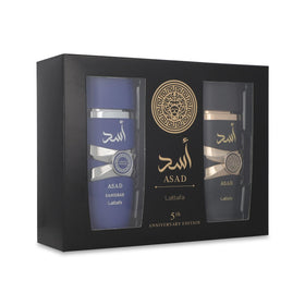 Lattafa Asad fragrance bottle close-up with black pepper and pineapple notes