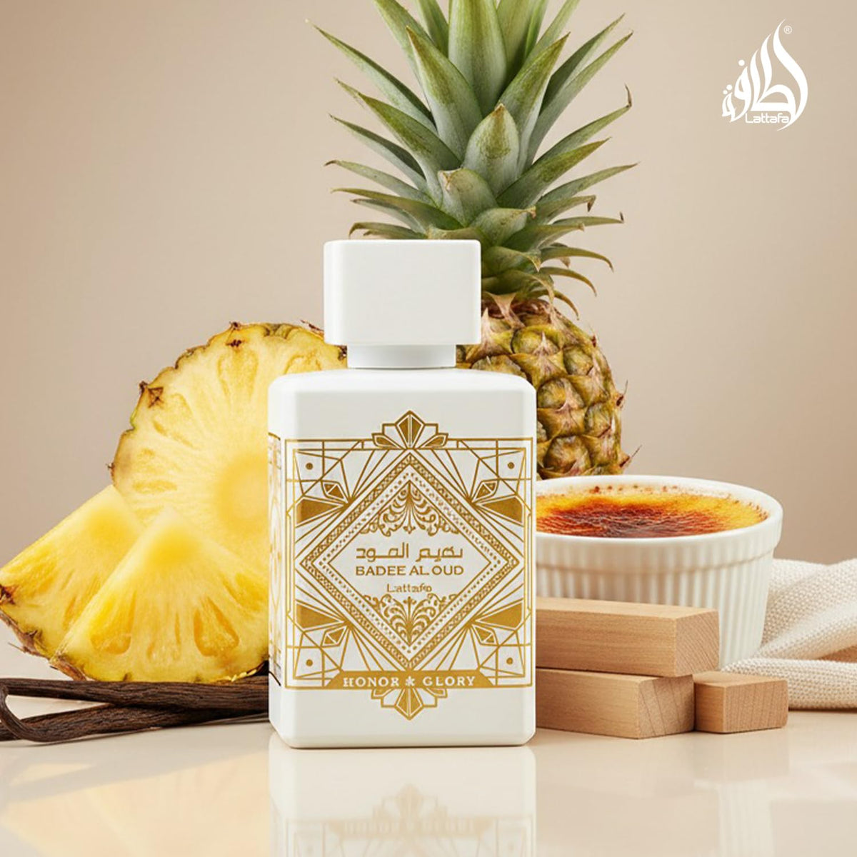 Lattafa Bade'e Al Oud Honor & Glory Eau de Parfum with fragrance notes