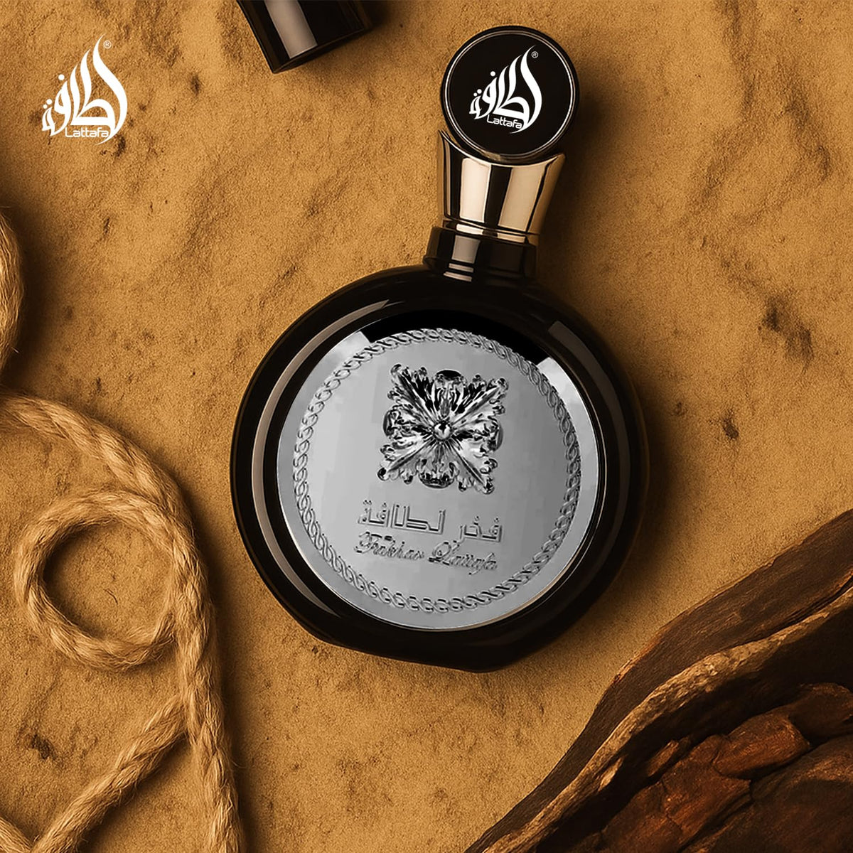 Lattafa Fakhar Eau de Parfum in a lifestyle setting