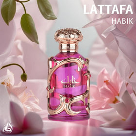 Lattafa Habik Eau de Parfum 100 ml packaging and bottle on display