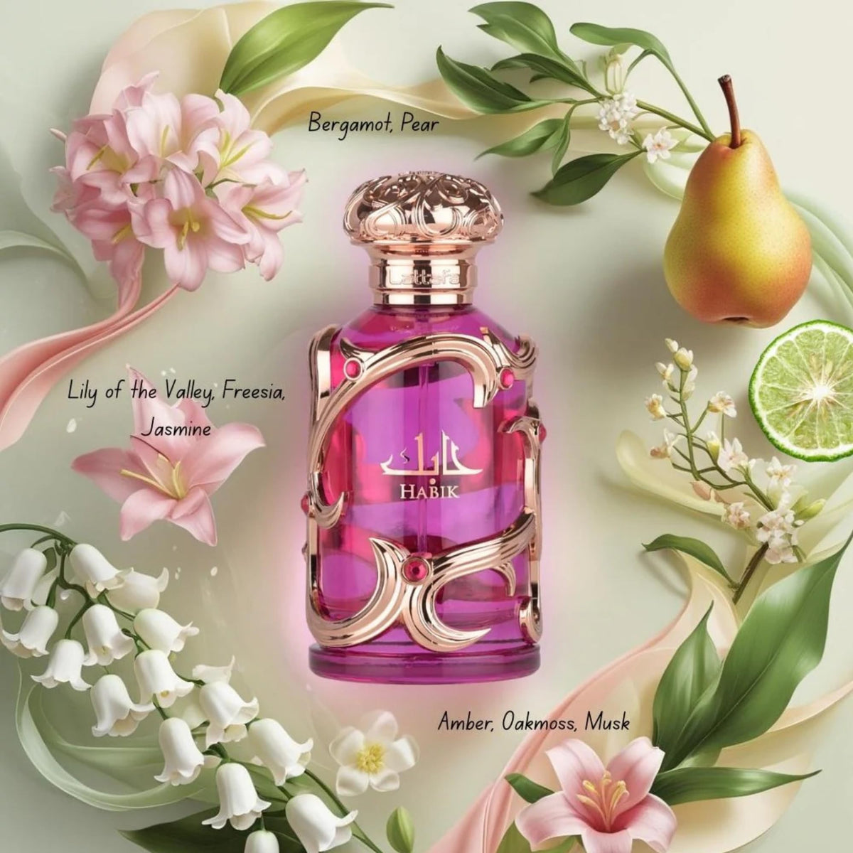 Lattafa Habik Eau de Parfum 100 ml with elegant design elements