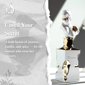 Lattafa Her Confession Eau de Parfum 100ml with floral background