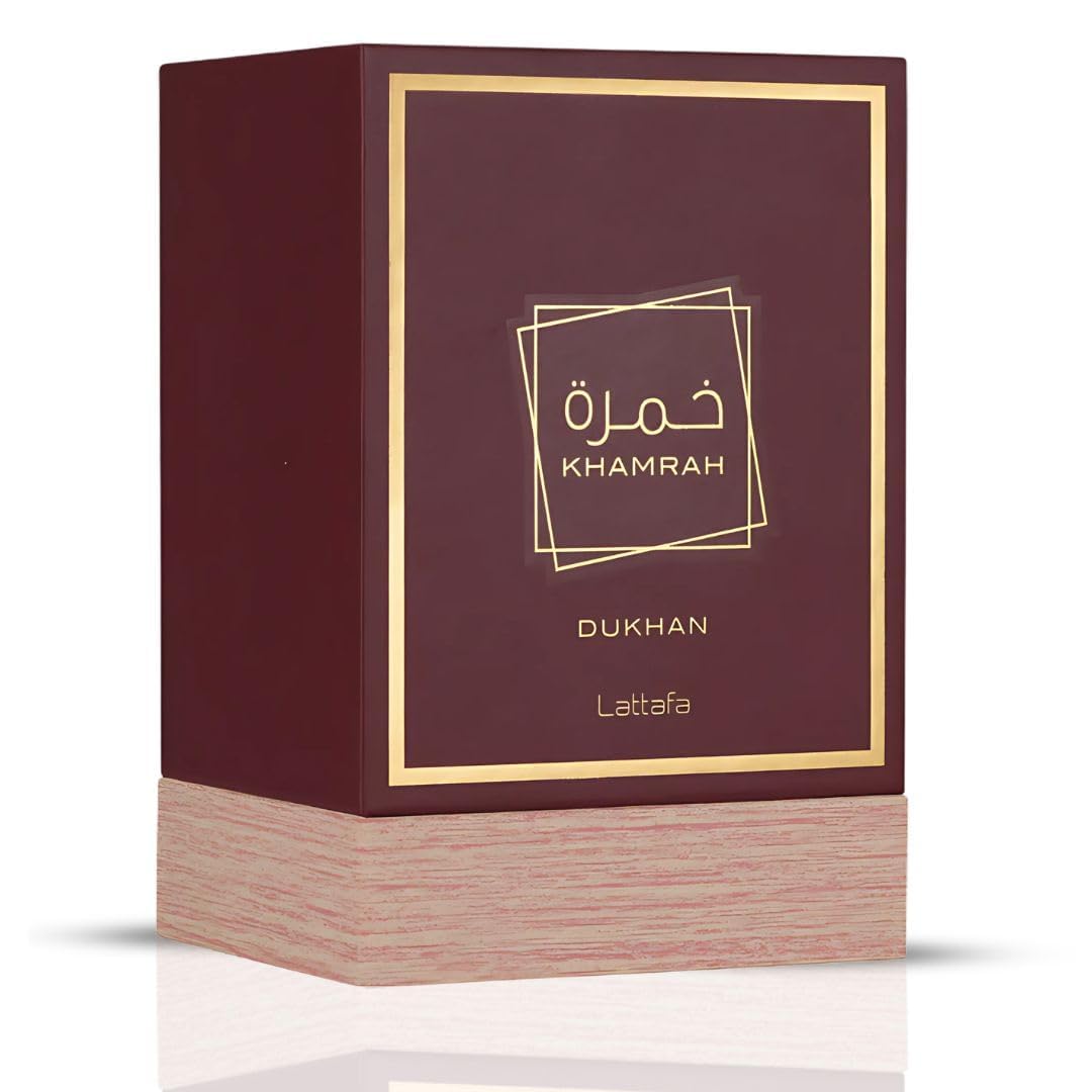 Lattafa Khamrah Dukhan Eau de Parfum Spray 100ml bottle side view