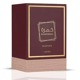 Lattafa Khamrah Dukhan Eau de Parfum Spray 100ml bottle side view