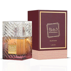 Lattafa Khamrah Dukhan Eau de Parfum Spray 100ml packaging