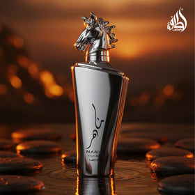 Lattafa Maahir Legacy Eau de Parfum in lifestyle setting