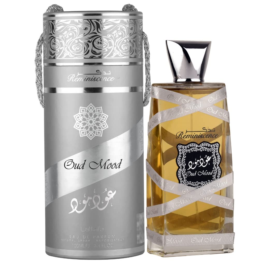 Lattafa Oud Mood Reminiscence Eau de Parfum bottle side view