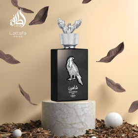 Lattafa Pride Shaheen Silver Eau de Parfum 100ml bottle with elegant design
