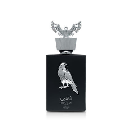 Lattafa Pride Shaheen Silver Eau de Parfum 100ml front view in silver bottle