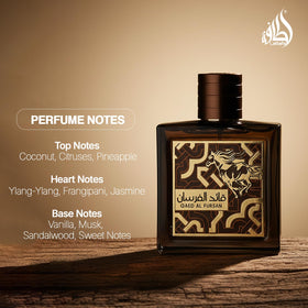 Lattafa Qaed Al Fursan Untamed fragrance notes illustration