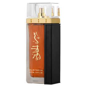 Lattafa Ser Al Khulood Gold Eau de Parfum front view with textured glass bottle