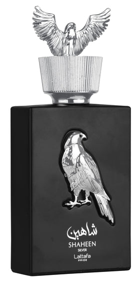 Lattafa Shaheen Silver Eau de Parfum Spray front view 3.4 oz