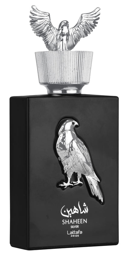 Lattafa Shaheen Silver Eau de Parfum Spray front view 3.4 oz